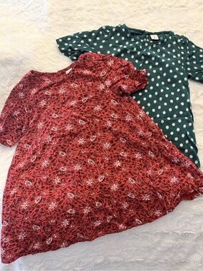 Old Navy Toddler Shift Dresses Green Dot & Floral Lot of 2 Sz 3T Button Closure
